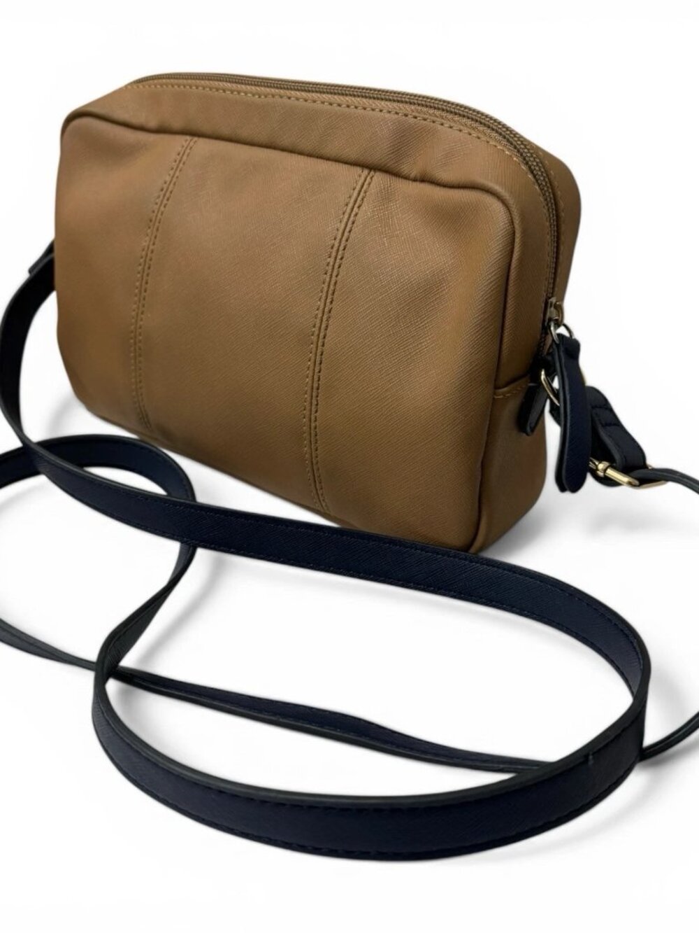 Tommy Hilfiger Brown Leather Crossbody Bag Small Shoulder Purse Adjustable Strap